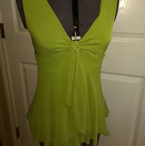 Green blouse with bow in front